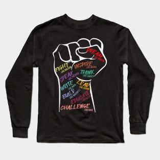 Black History Month Inspirational Leaders Power Fist Hand T shirt Long Sleeve T-Shirt